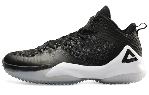 PEAK Fabric Cushioning Slip Resistant Abrasion Resistant Mid top Basketball Shoes Men's Black Gray