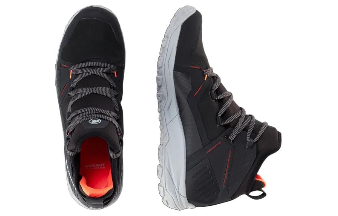 MAMMUT Saentis Slip Resistant, Abrasion Resistant, Waterproof Mid top Hiking Shoes Men’s Black Orange