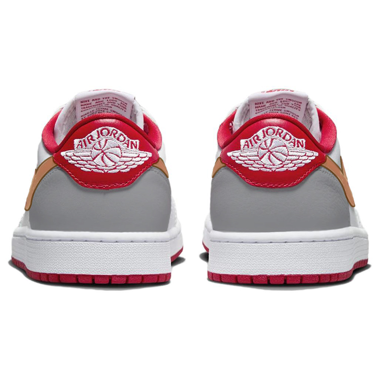 Jordan Air Jordan 1 Cushioning, Non Slip, And Waterproof Low top Vintage Basketball Shoes Unisex White Red