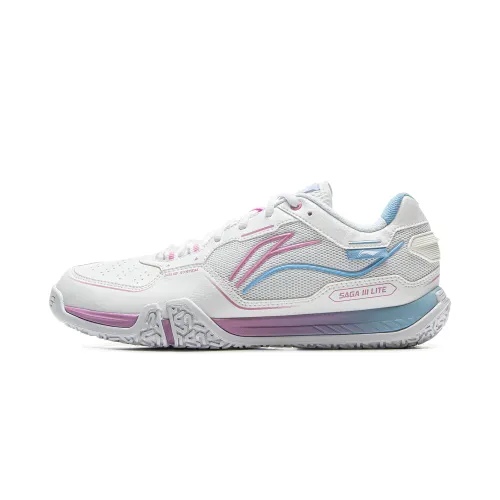 Li Ning Saga 3LITE Cushioning Abrasion Resistant Low top Badminton Shoes Unisex Standard White