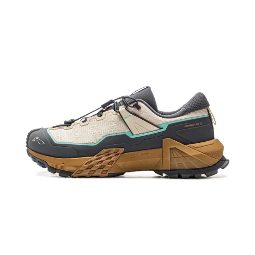 Li Ning Outdoor CF Tracing, Xingchuan Pro Cushioning Slip Resistant Support Low top Hiking Shoes Unisex Khaki