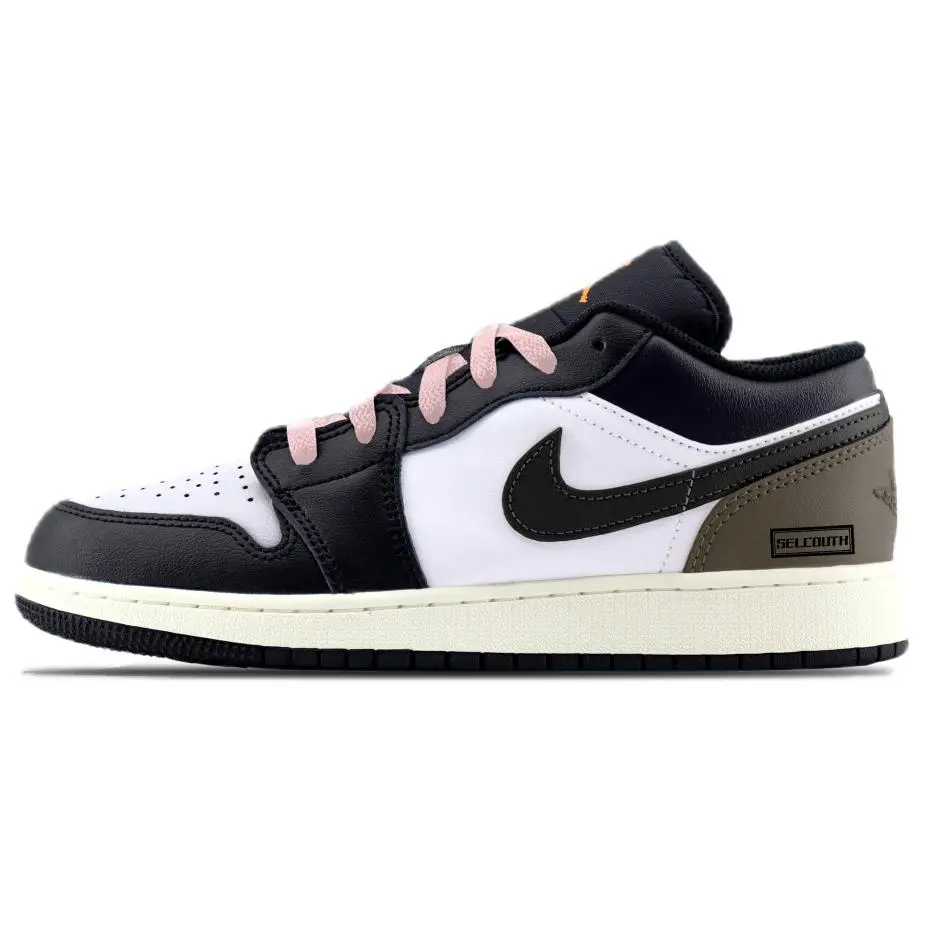 Jordan Air Jordan 1 Abrasion Resistant Low top Vintage Basketball Shoes Unisex Brown Black