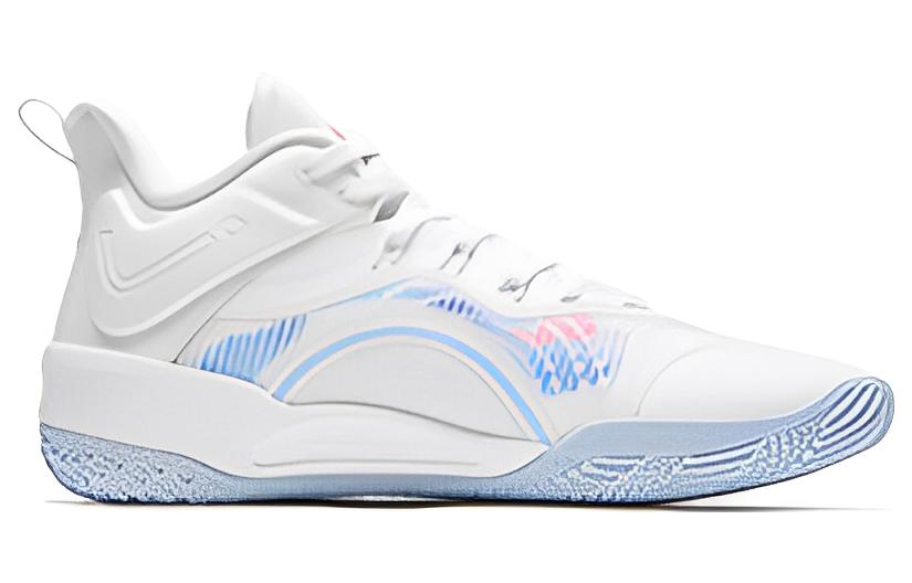 QIAODAN Fang Pro 2 Cushioning Slip Resistant Abrasion Resistant Mid top Basketball Shoes Men’s White Blue