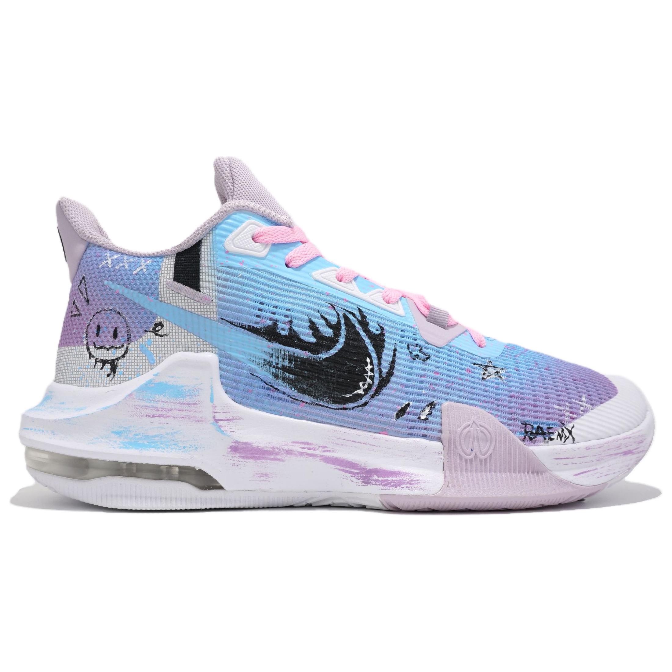 Nike Air Max Impact 3 Basketball Shoes Unisex Low Top Cyan/Purple/Pink/White/Black