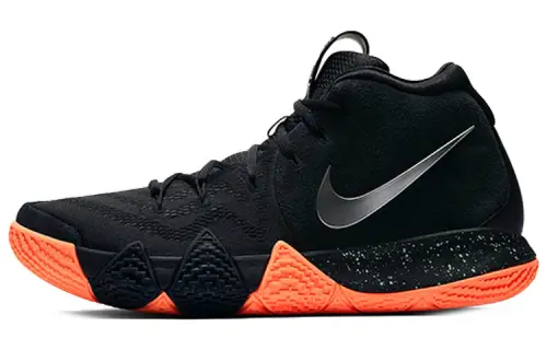 Nike Kyrie 4 Black Metallic Silver Ink Splash Mesh Fabric Non-slip Wear-resistant Lightweight Middle-top Practical Basketball Shoes Men and Women Black Orange