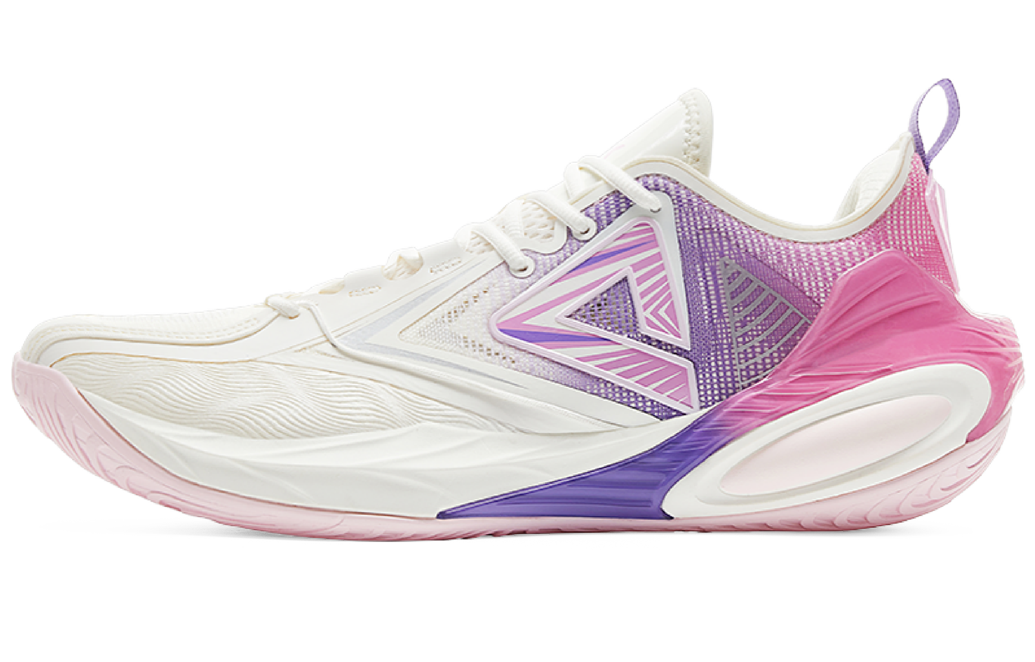 PEAK Cushioning Slip Resistant Abrasion Resistant Balance Rebound Low top Basketball Shoes Men’s Ivory Purple