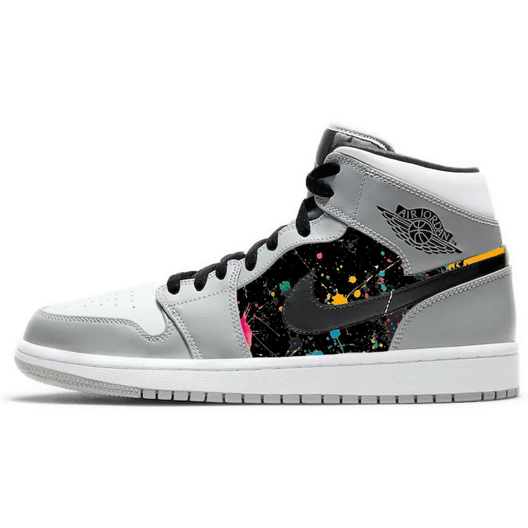 Jordan Air Jordan 1 Vintage Basketball Shoes Men's Mid Top White/Gray