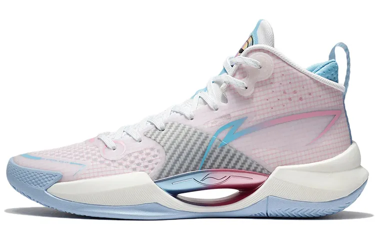 Li Ning Basketball Shoes Men's Mid Top Standard White/Peach Pink