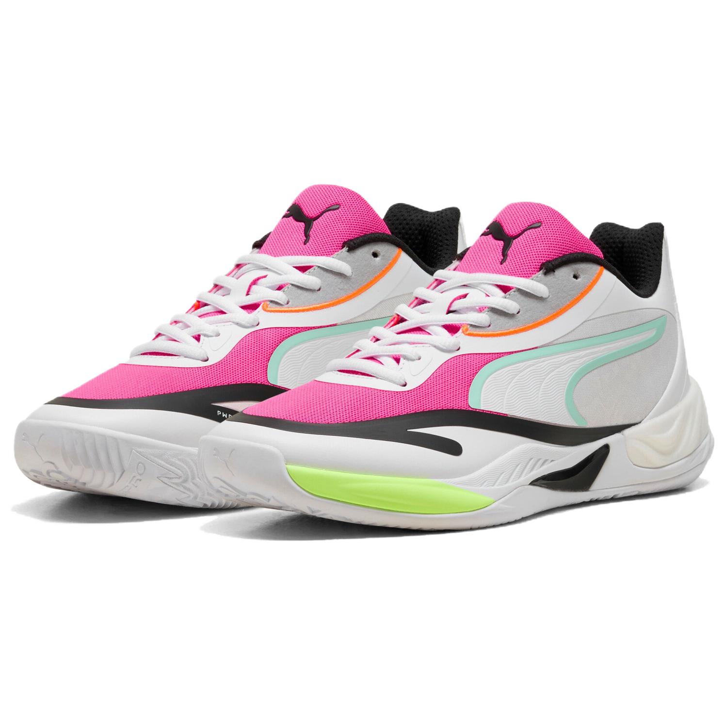 PUMA All Pro Nitro Cushioning Low top Basketball Shoes Unisex Pink White Blue