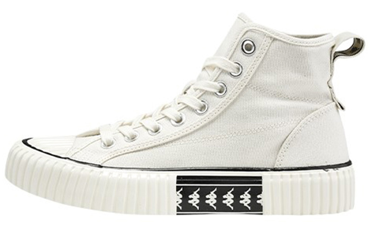 Kappa Slip Resistant Abrasion Resistant High top Canvas Shoes Unisex Heron Feather White