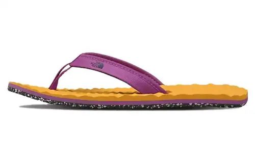 THE NORTH FACE Rubber Sole Slip Resistant Slip Resistant Flip Flops Women's Yellow Purple