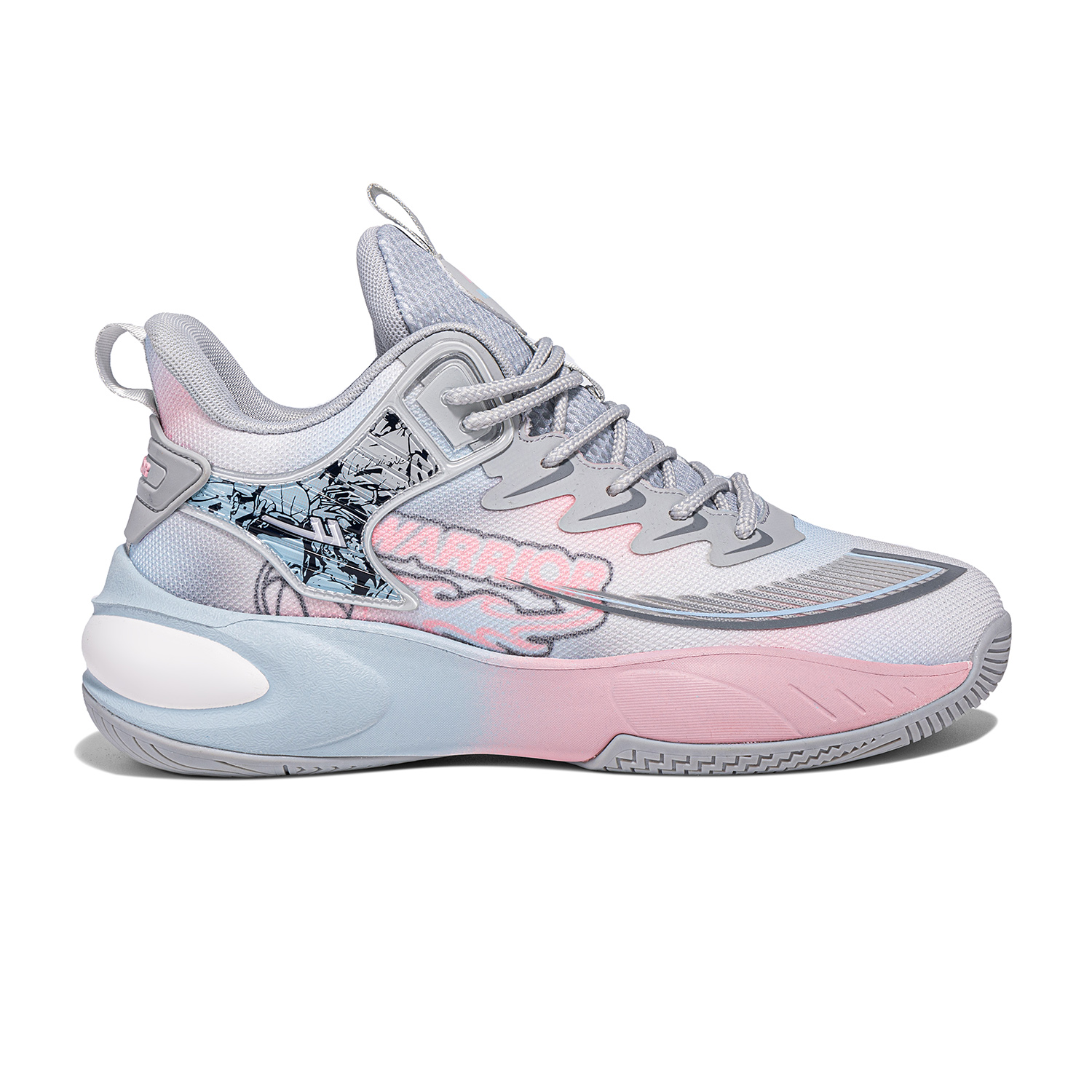 Warrior Abrasion Resistant Breathable Coverage Low top Basketball Shoes Men’s Gray Pink Blue