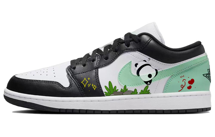 Jordan Air Jordan 1 Abrasion Resistant Slip Resistant Low top Vintage Basketball Shoes Men's White Green