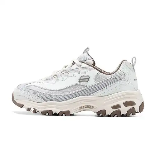 Skechers D'Lites 1.0 Abrasion Resistant Low top Chunky Sneakers Women's White Gray