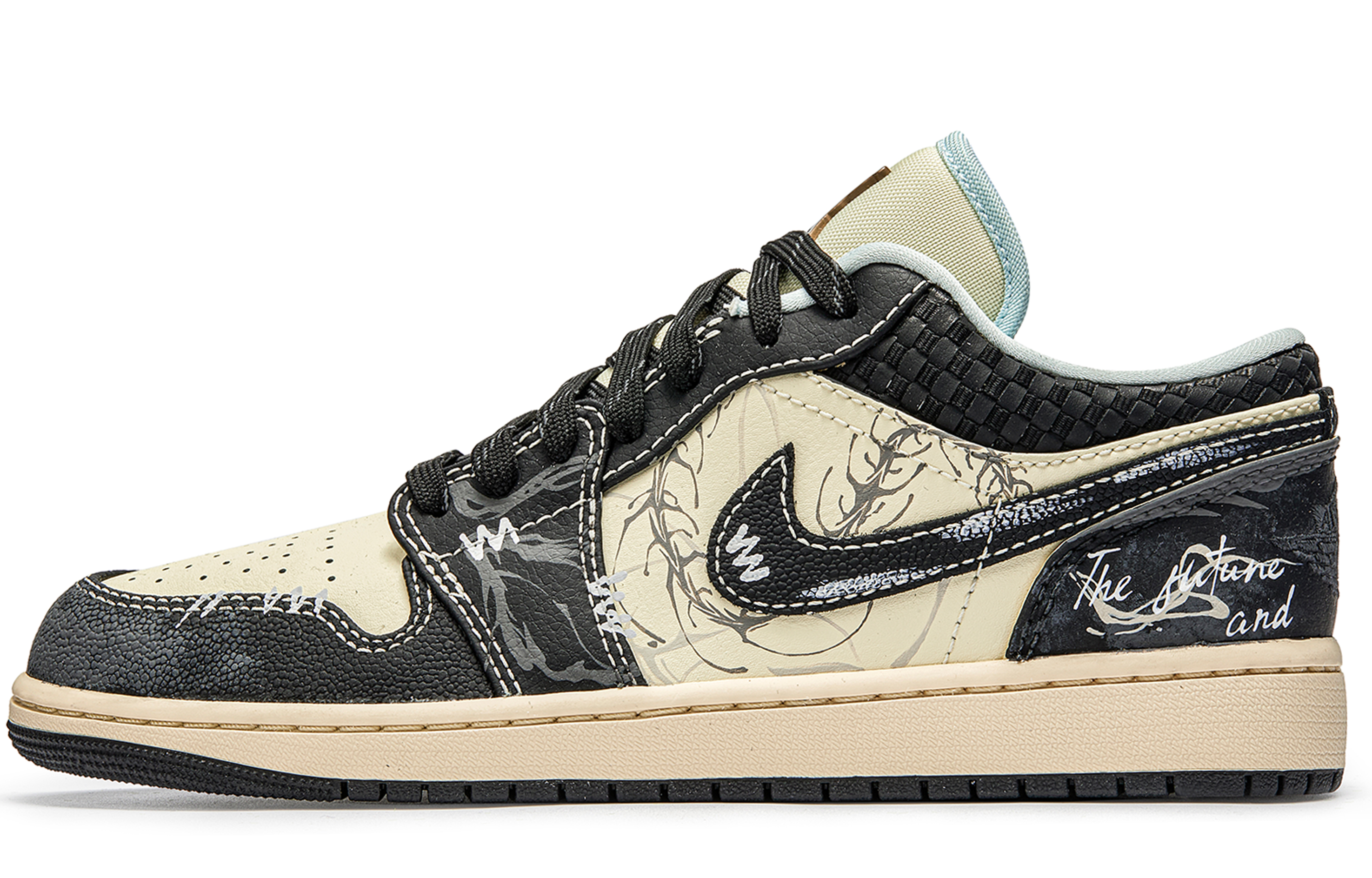 Jordan Air Jordan 1 Slip Resistant Slip Resistant Low top Vintage Basketball Shoes Men’s Beige Black