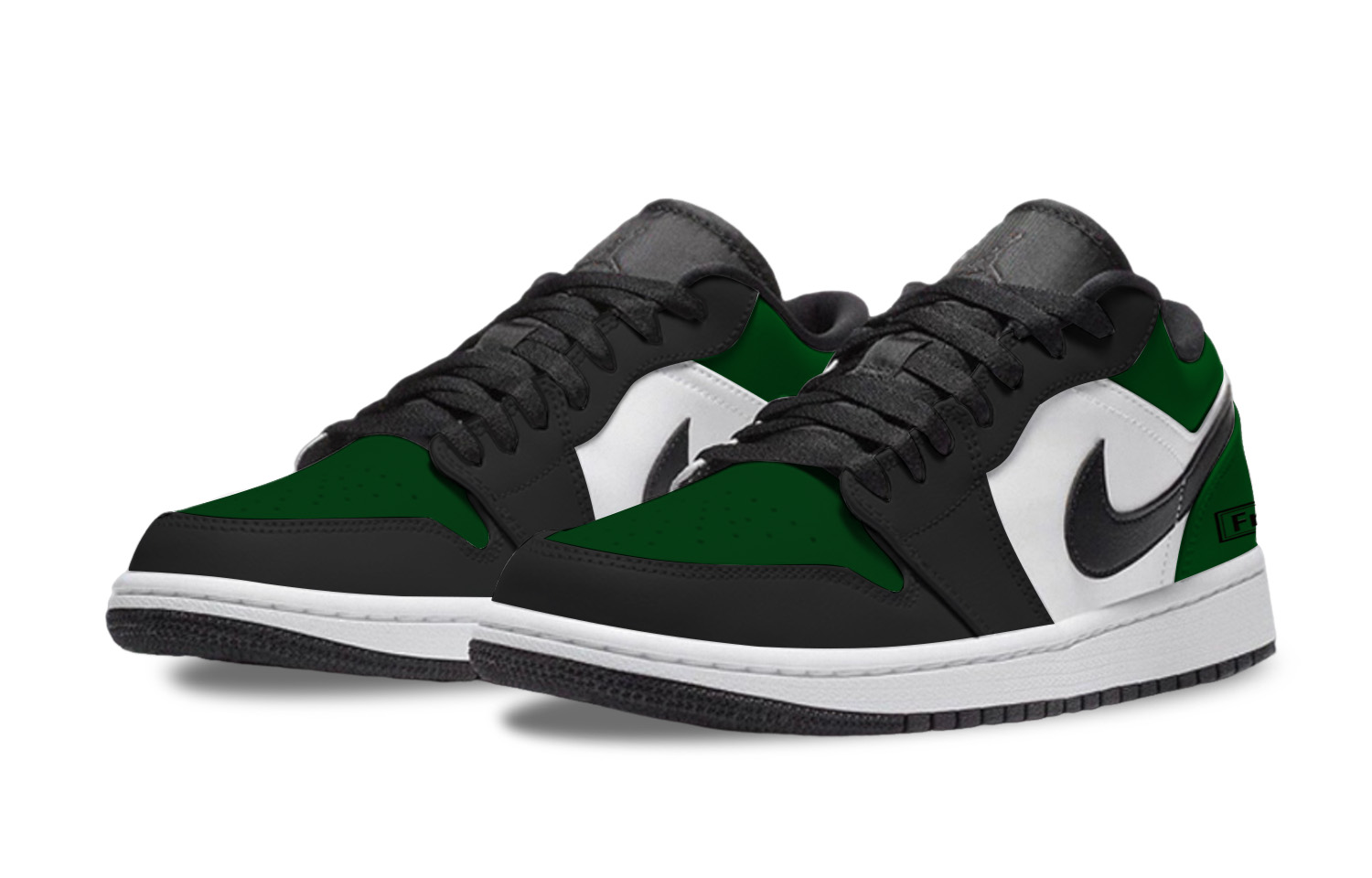 Jordan Air Jordan 1 Reverse Black Green Abrasion Resistant Low top Vintage Basketball Shoes Unisex