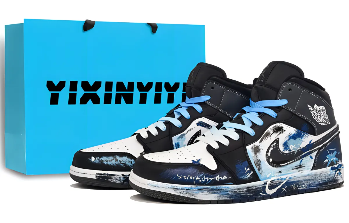 Jordan Air Jordan 1 Abrasion Resistant Abrasion Resistant Mid top Vintage Basketball Shoes Men's Ice Blue