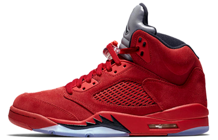 Jordan Air Jordan 5 Retro Red Suede Red Bull Bulls High Top Retro Basketball Shoes Men's Red