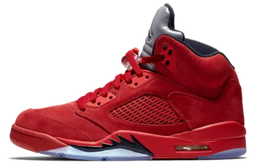 Jordan Air Jordan 5 Retro Red Suede Red Bull Bulls High Top Retro Basketball Shoes Men's Red
