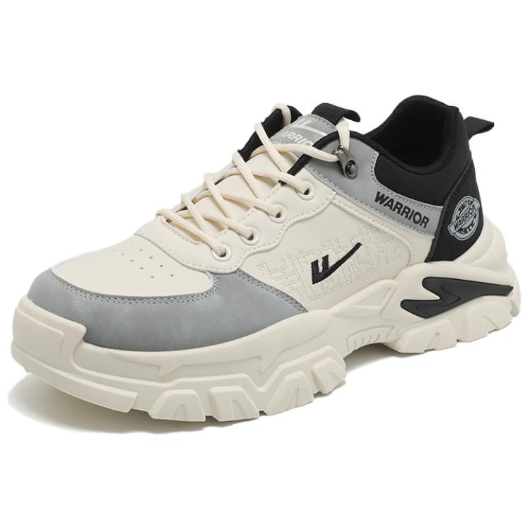 Warrior Warrior 2026 Spring High-Quality Men's Shoes Fashionable and Versatile Trendy Shoes Outdoor Leisure Thick Sole Increased Leather Surface Waterproof Soft Sole Comfortable Deodorant Anti-Slip Shock Absorbing Sports Shoes Low-top Dad Shoes Men's Style