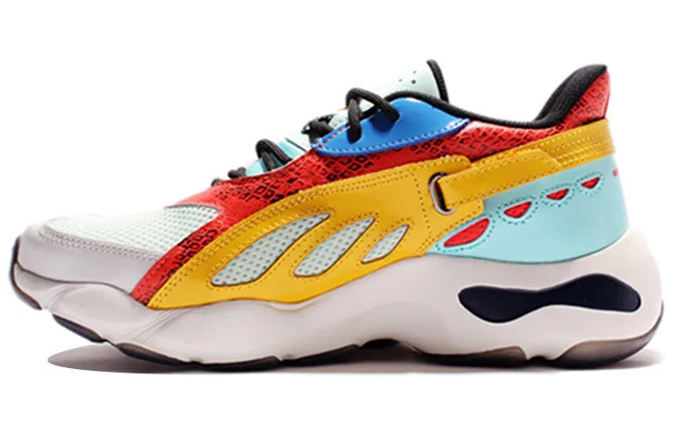Li Ning Butterfly Slip Resistant Abrasion Resistant Low top Chunky Sneakers Men's Red Yellow