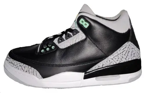 Jordan Air Jordan 3 Green Glow Abrasion Resistant Breathable Mid top Vintage Basketball Shoes Men's Black