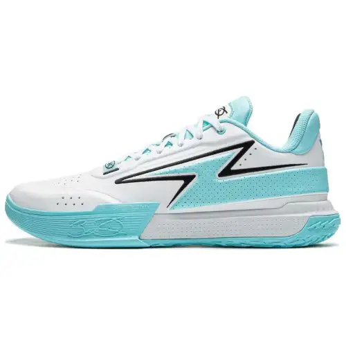 Li Ning Slip Resistant, Abrasion Resistant, Lightweight Low top Basketball Shoes Men's White Blue