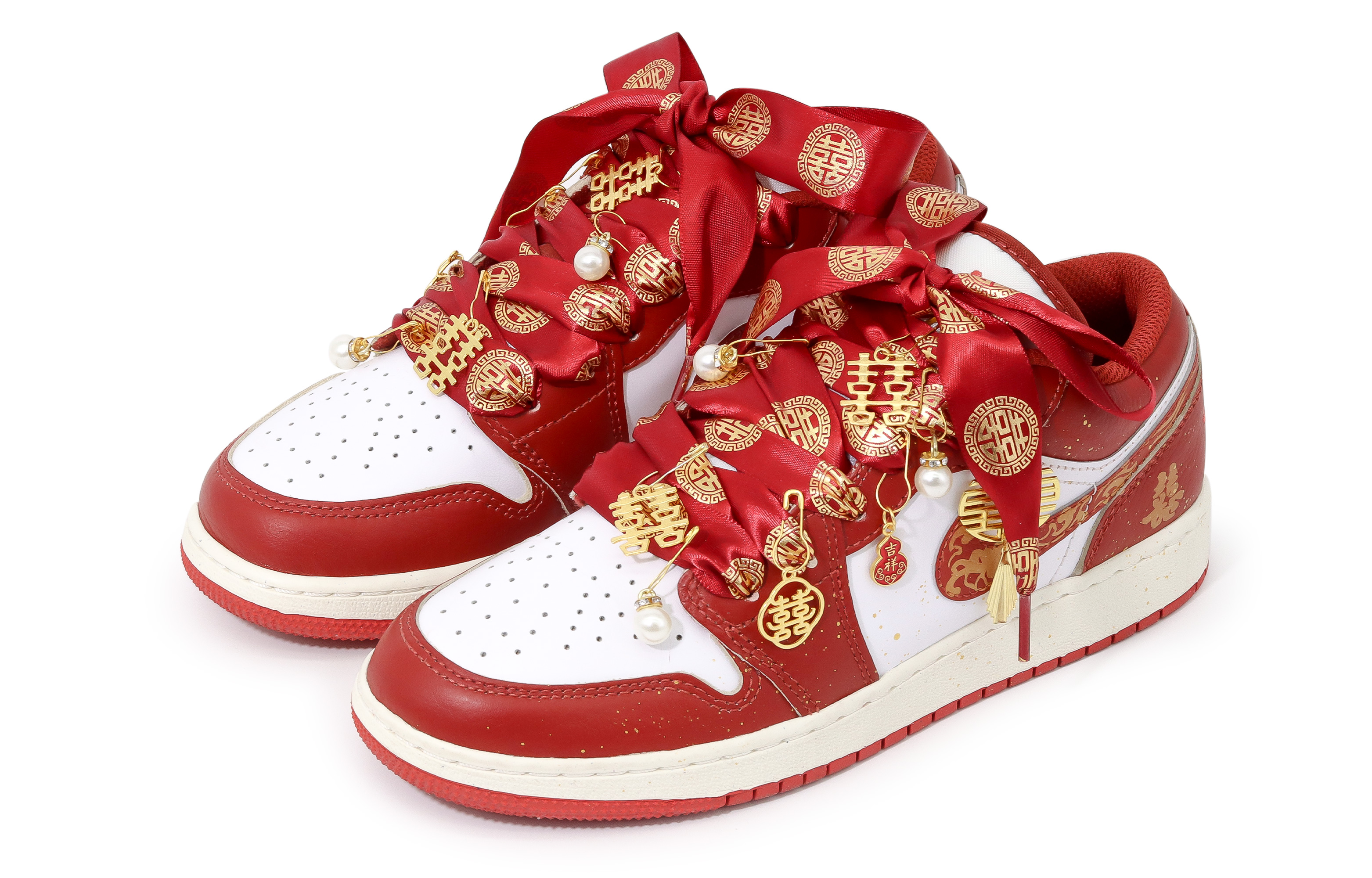 Jordan Air Jordan 1 Low top Vintage Basketball Shoes Unisex Red White