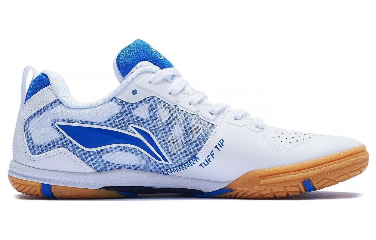 Li Ning Slip Resistant Abrasion Resistant Breathable Low top Table Tennis Shoes Men’s White Blue