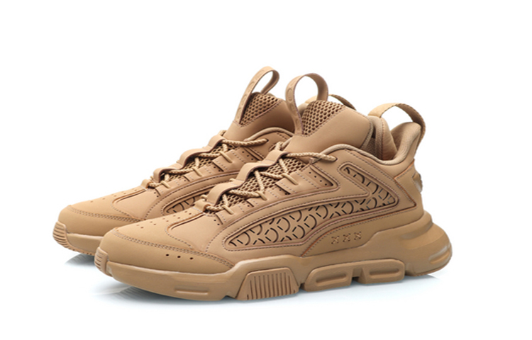 Li Ning Hanjia Abrasion Resistant Breathable Abrasion Resistant Breathable Low top Chunky Sneakers Men’s Wheat