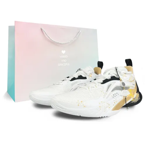 Li Ning Speed 10 Slip Resistant Abrasion Resistant Low top Basketball Shoes Men's White Gold