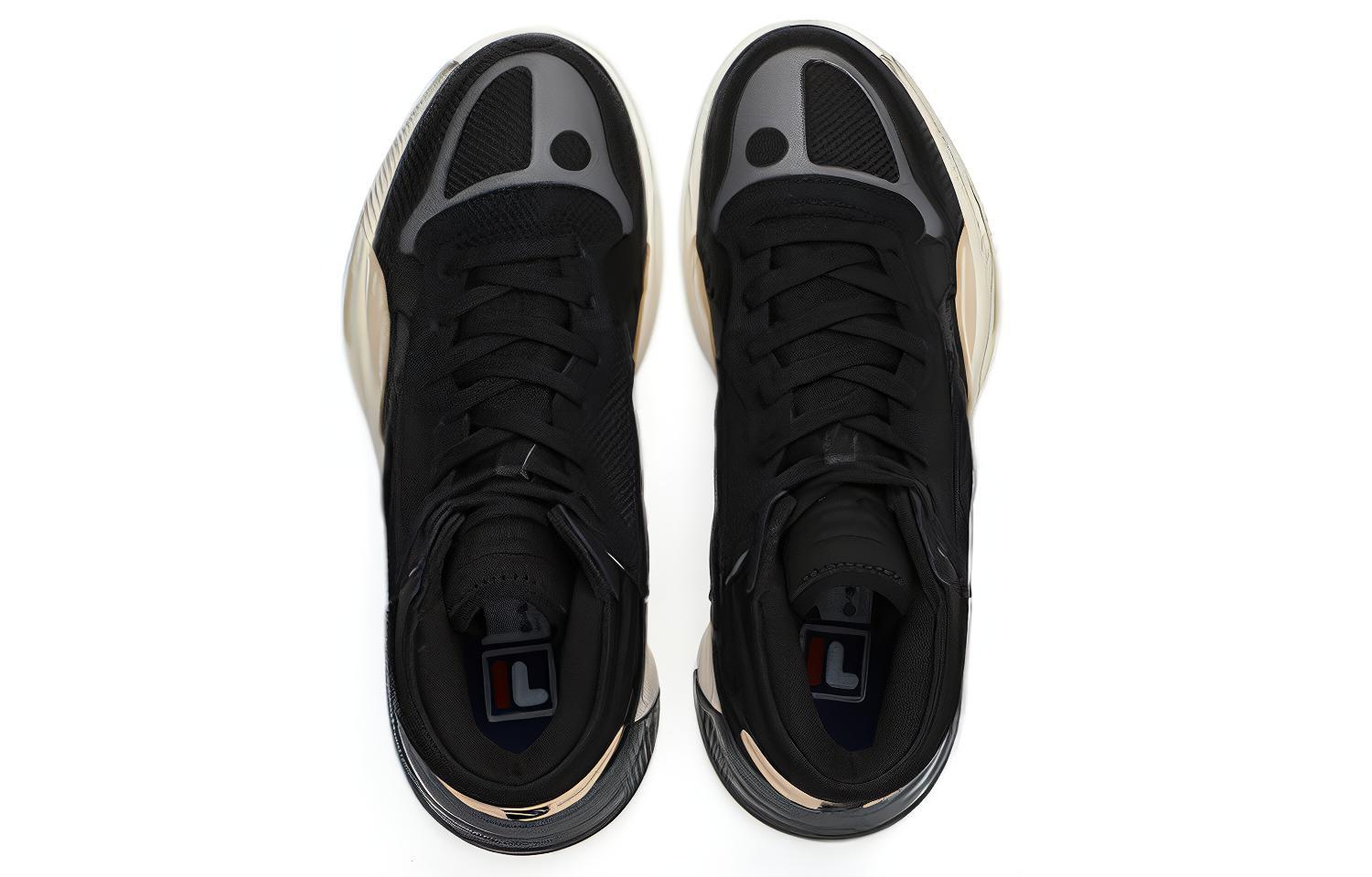 FILA FUSION FX 22 Textile, Synthetic Leather, Split Suede Mid top Vintage Basketball Shoes Men’s Black Gray