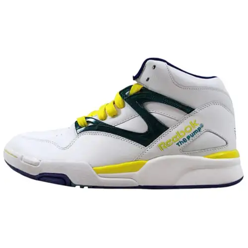 Reebok Pump Omni Abrasion Resistant High top Vintage Basketball Shoes Men's White Yellow