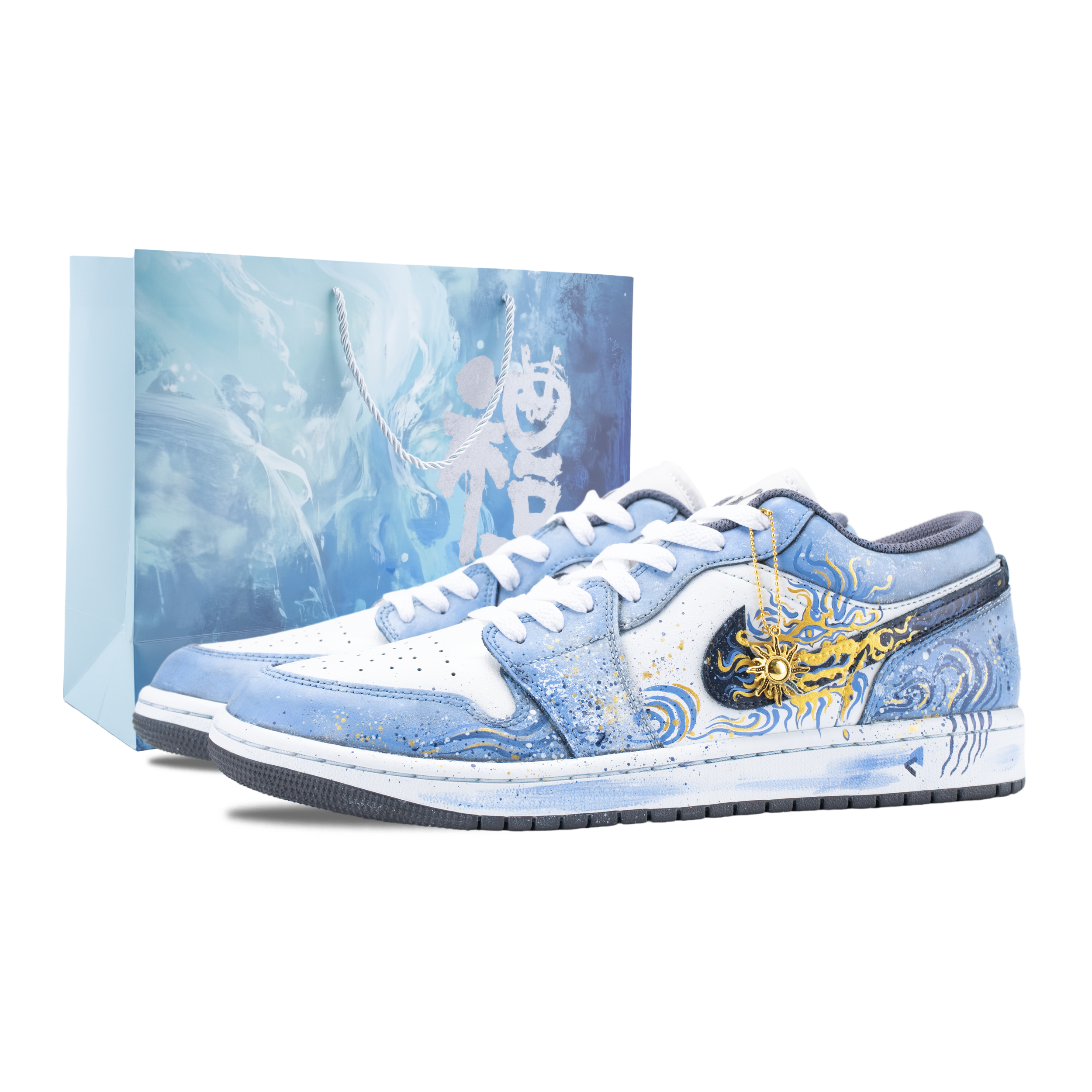 Air jordan, comfortable trend universal wear-resistant retro basketball sneakers Chinese style for men and women, custom-made, hand painting