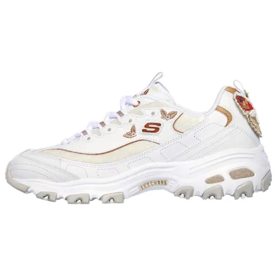 Skechers D'Lites 1.0 1 Cow Leather Cushioning, Wear Resistant Low top Chunky Sneakers Women's White