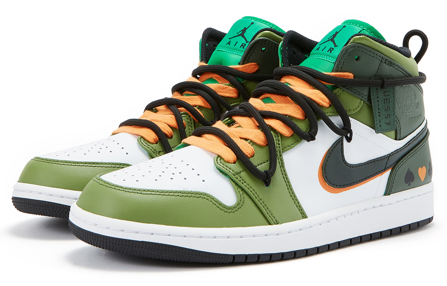 Jordan Air Jordan 1 Poker Cards High top Vintage Basketball Shoes Women’s Green Orange White