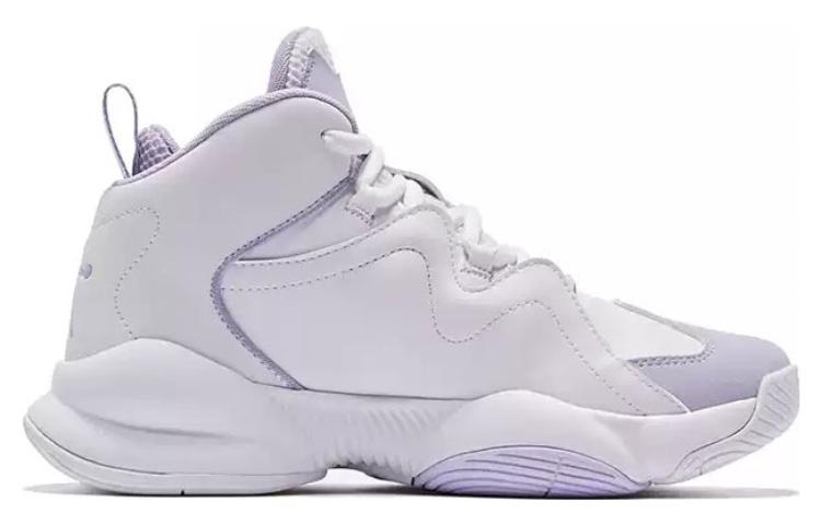 QIAODAN Fleece lined Cushioning Slip Resistant Lightweight Thermal High top Basketball Shoes Women’s White Purple