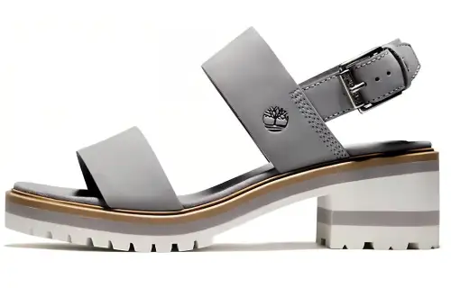Timberland One Strap Sandals Medium Heel Women's Gray