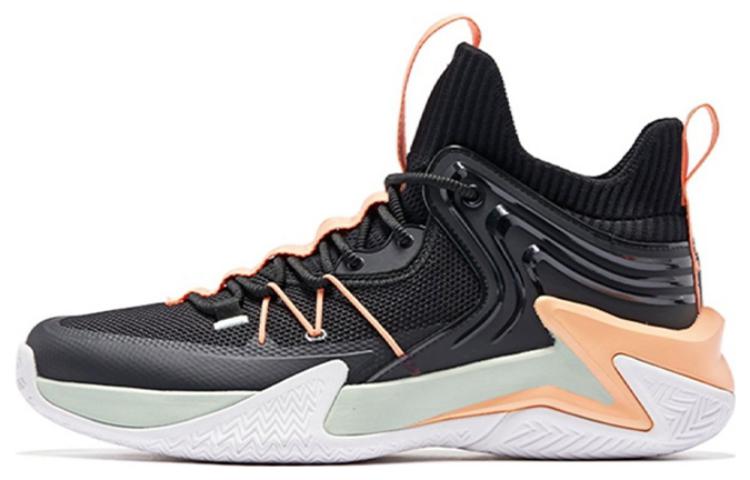 Jordan Shadow 1.0 knitted mesh shock-absorbing, non-slip, wear-resistant, wrapped support, mid-top basketball shoes, men's black orange