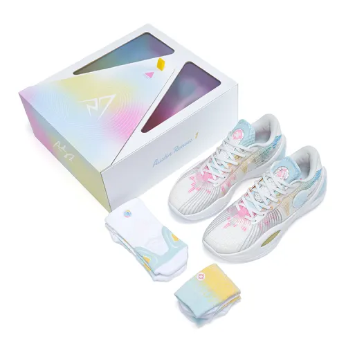 RIGORER Reaves 1 Low top Basketball Shoes Men's White Pink Yellow