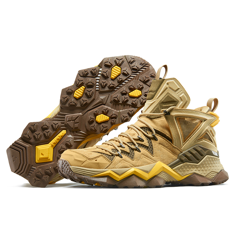 RAX Lightweight, Breathable, And Slip Resistant Mid top Outdoor Shoes Men’s Brown Yellow