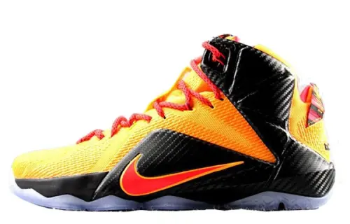 Nike Lebron 12 Basketball Shoes Men's Mid Top Black/Yellow