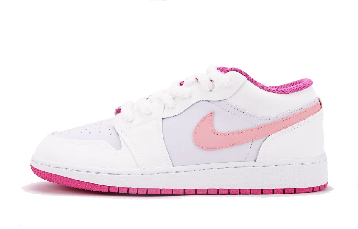 Jordan Air Jordan 1 Slip Resistant Coverage Low top Vintage Basketball Shoes GS Pink White