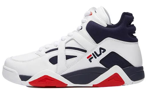 FILA FUSION Cage Textile, Synthetic Leather Low top Vintage Basketball Shoes Men's White
