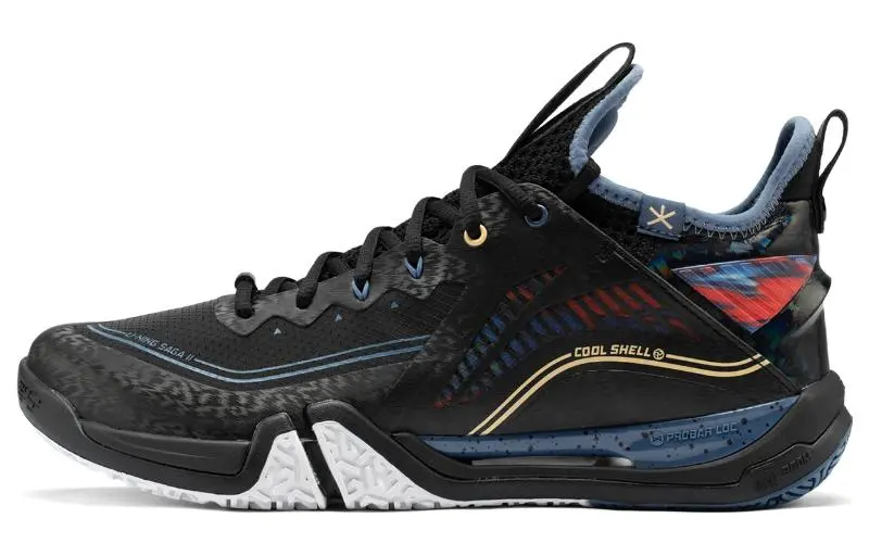 Li Ning Saga ⅡPro Textile, Synthetic Leather Cushioning Slip Resistant Abrasion Resistant Low top Badminton Shoes Men's