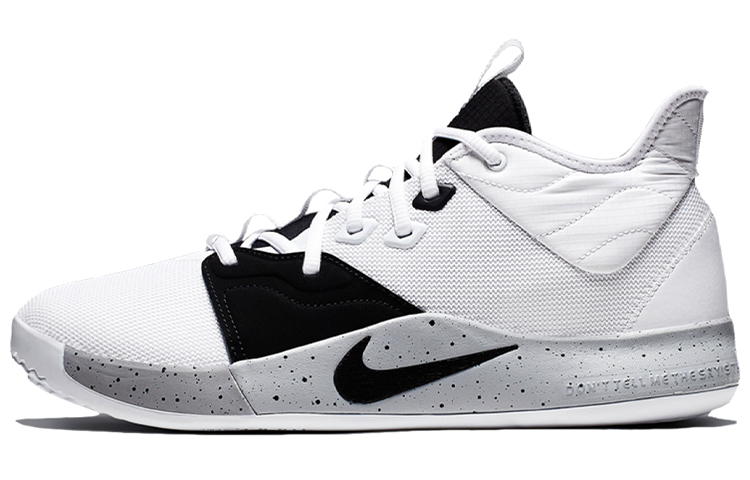 Nike PG 3 Moon Surface Round Toe Shock Absorbing Anti-Slip Wear Resistant Mid-top Basketball Shoes Men's Pearl White