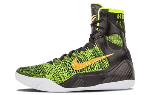 Nike Kobe 9 Elite Victory Restored Kobe 9 Round Toe Lace Fabric Non-Slip Lightweight High Top Practical Basketball Shoes Men's Green