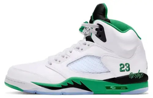 Jordan Air Jordan 5 Cushioning Mid top Vintage Basketball Shoes Men's White Green