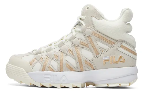 FILA FUSION Cage Versatile Mid top Vintage Basketball Shoes Women's Micro White