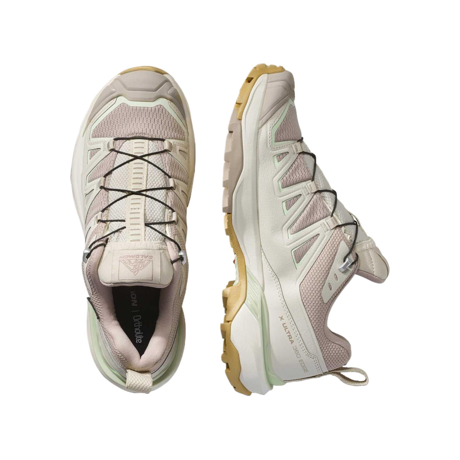 SALOMON X ULTRA 360 Textile, Synthetic Leather Waterproof Support Grip Low top Mountaineering Shoes Women’s Beige Gray